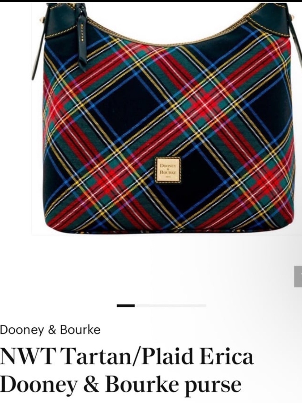 Dooney & Bourke Tartan Plaid Shoulder Bag - Red, Navy & Green - Picture 9 of 9